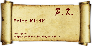 Pritz Klió névjegykártya